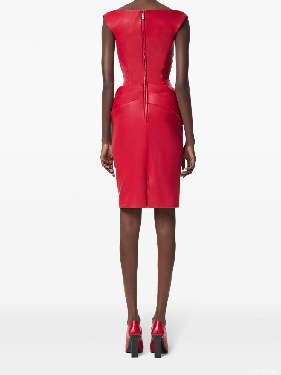 Cheap midi corset Women draped dress Versace leather 0801